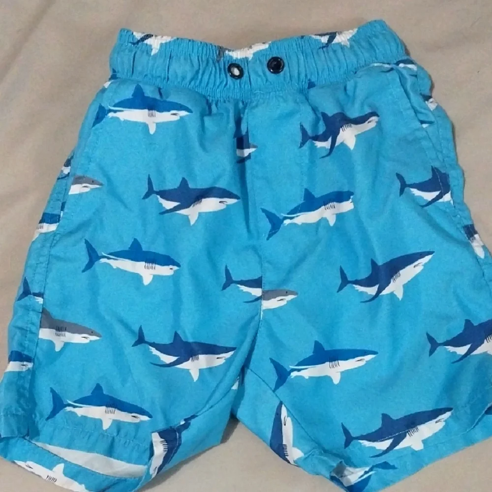 P.S. From Aeropostale Blue Shark Print Swim Shorts 4T